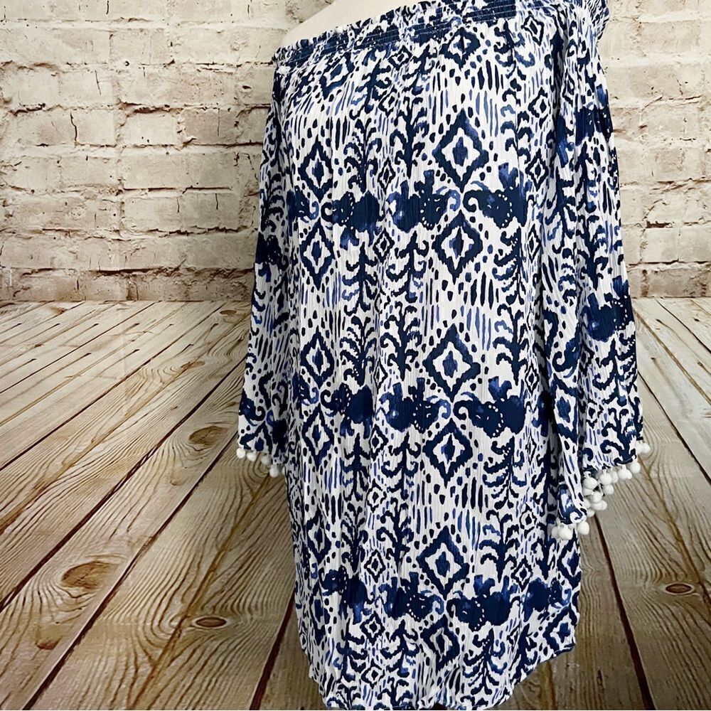 Lilly Pulitzer pom pom tribal ikat tunic cover up